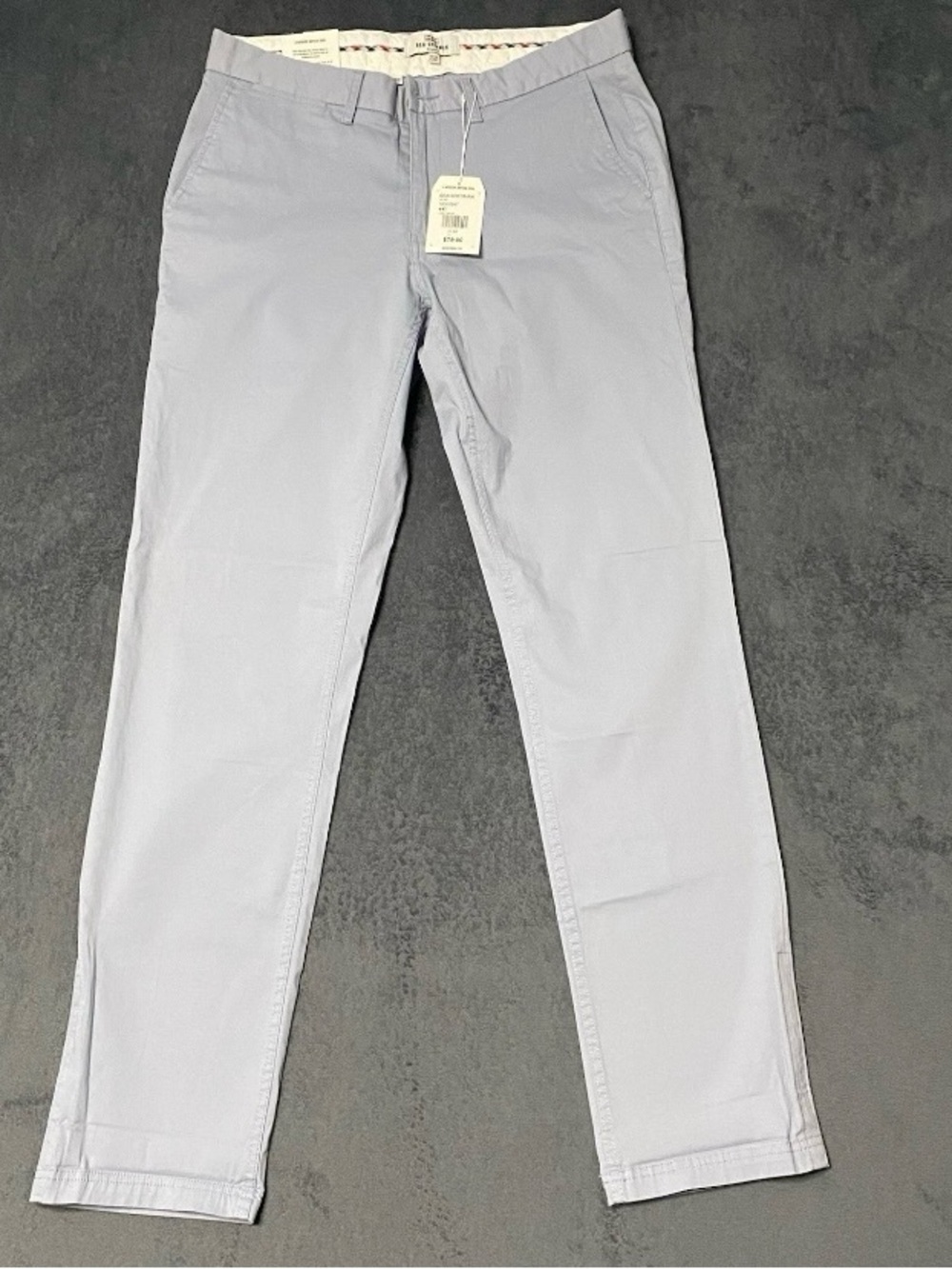 Ben Sherman Pants Mens 32 x 32 Light Blue Slim Fit Stretch Chino Classic Preppy